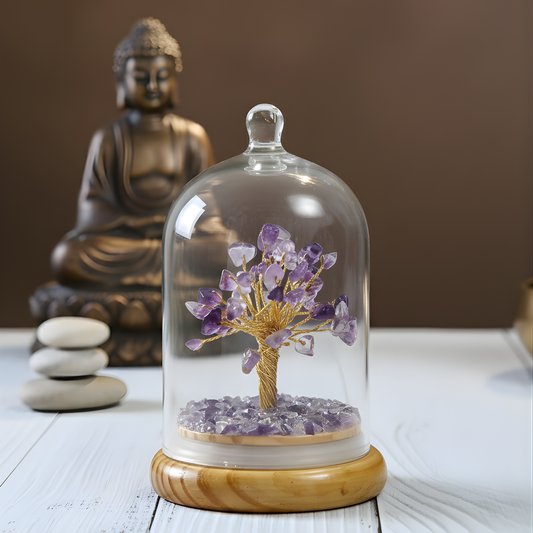 Amethyst Wish Tree In Glass Dome