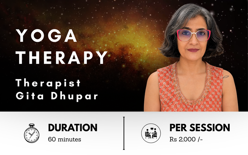 Wellness coach Gita Dhupar offering personalized yoga therapy and breathwork on Joy Vibe Tribe.