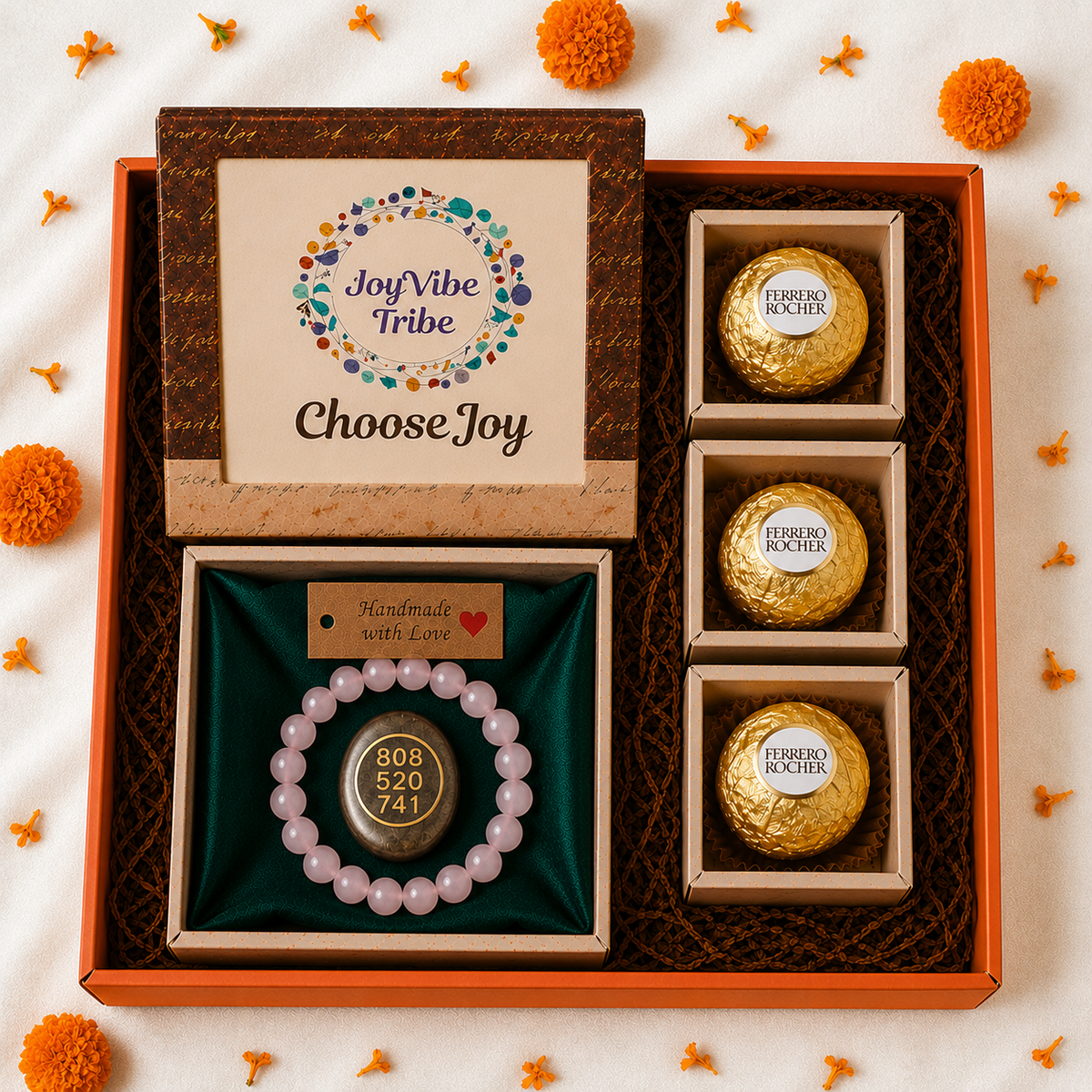 Raksha Bandhan Love Gift Box (Rose Quartz Bracelet)